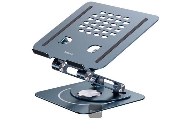 Baseus Foldable Stand For Laptop and iPad Tablet | 360 Degree Rotatable (Three-Fold Version) - Grey
